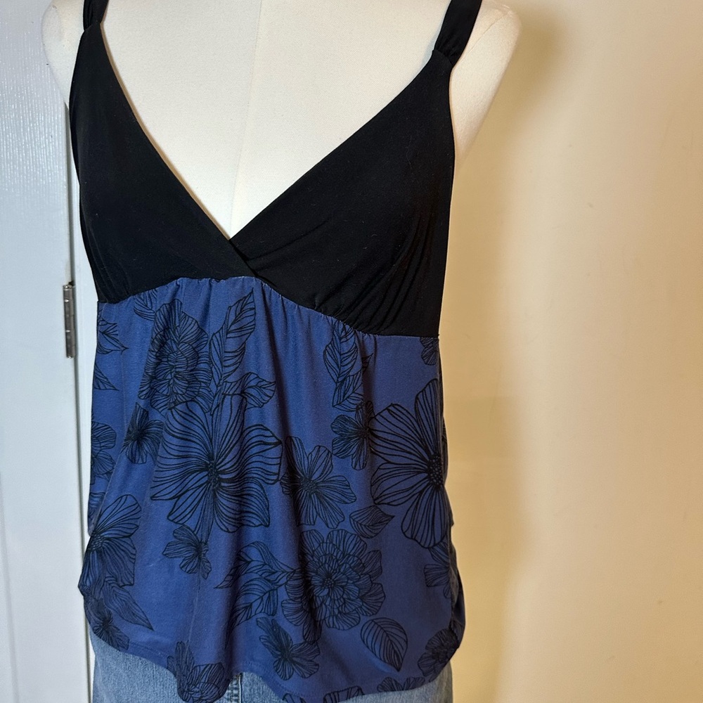 Y2K Floral Black and Blue Women's Top